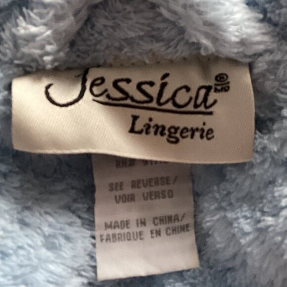Jessica Women's Short Bathrobe Soft Plush Blue Housecoat Size M Warm Cozy Robe - Picture 6 of 7